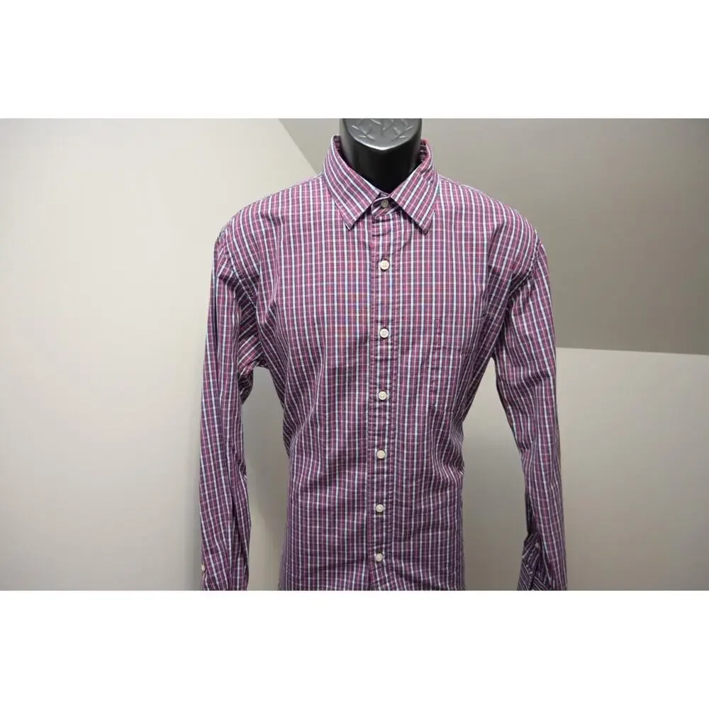 J Crew Dress Shirt Plaid Long Sleeve Casual Button Up Mens‎ Large